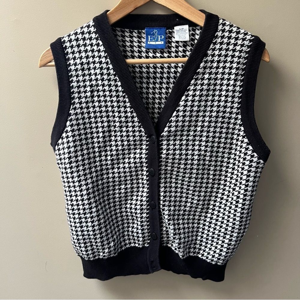 EP Pro golf black and white houndstooth vest Cotton S